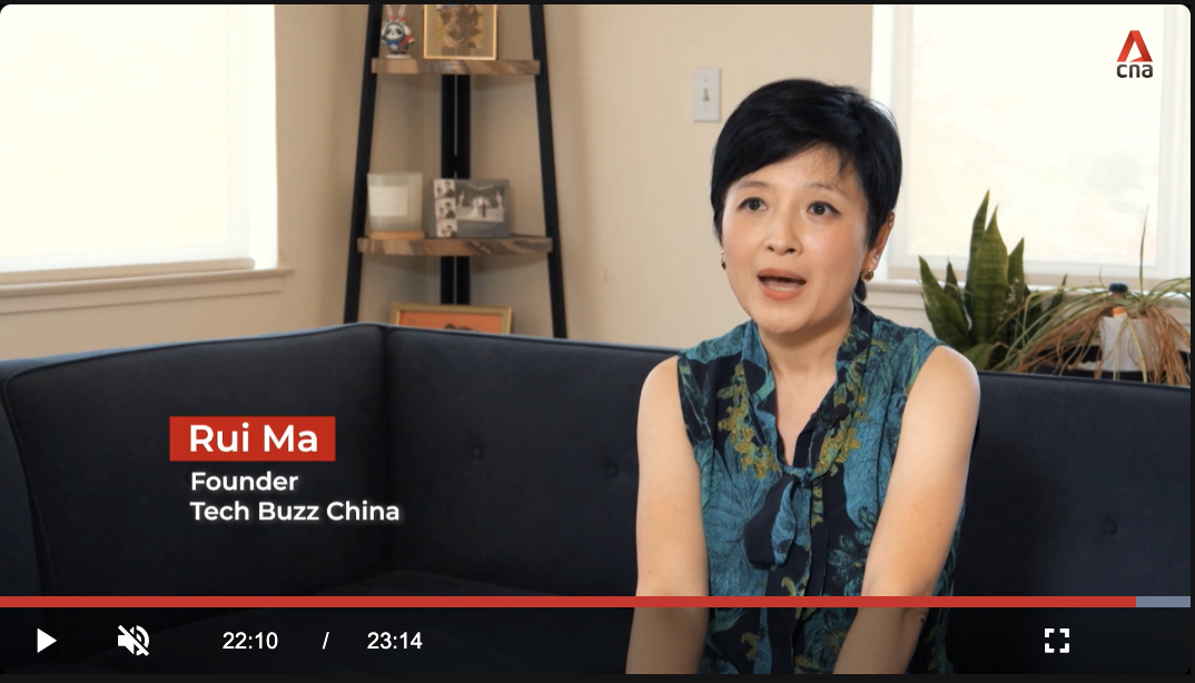 Rui Ma speaking in CNA Correspondent’s China’s Female Tech Leaders